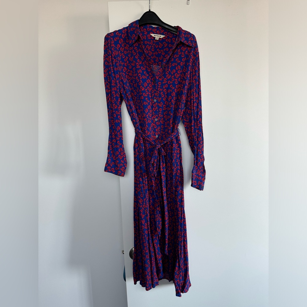 Bright Blue and Red Boden “Kate” Shirt Dress, size 16-18 R
